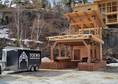 Boathouse being assembled mid winter.