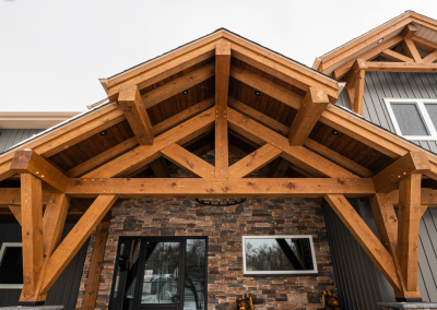 Entrance of timber framed home.