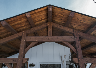 front view of bent on timberframed covered entry