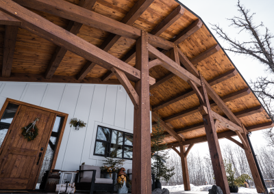 Front of timber framed covered entry