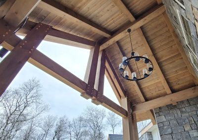 Double King Post timber frame entryway.