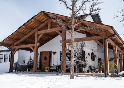 Full view of giant timber entryway.