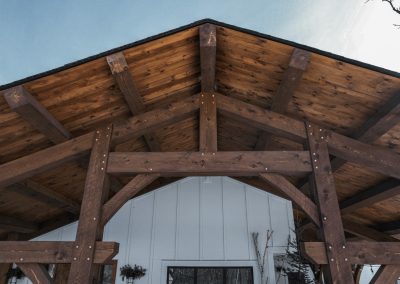 Gable detail on timber entryway.